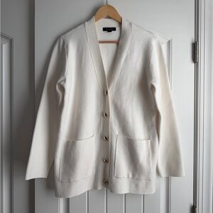 Ann Taylor Ivory Button-Up Cardigan